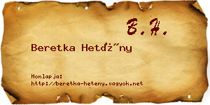Beretka Hetény névjegykártya